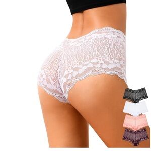 Women’s High Waisted Lace Panties Soft Stretch 4 Pack New Product Size Medium
